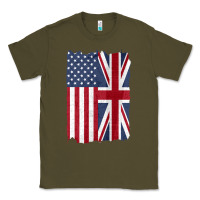 Army Green united states with united kingdom flag mix us and uk union jack Classic Tee - linhVisuals