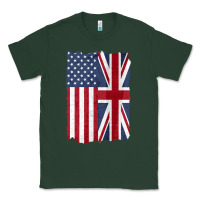 Sports Green united states with united kingdom flag mix us and uk union jack Classic Tee - linhVisuals