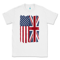 White united states with united kingdom flag mix us and uk union jack Classic Tee - linhVisuals