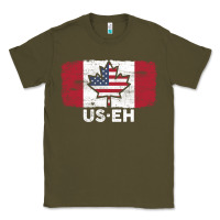 Army Green us eh american canadian flag canada day leaf with usa flag inside Classic Tee - linhVisuals