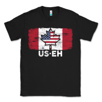 Black us eh american canadian flag canada day leaf with usa flag inside Classic Tee - linhVisuals