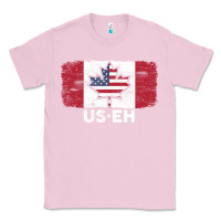 Bubblegum Pink us eh american canadian flag canada day leaf with usa flag inside Classic Tee - linhVisuals