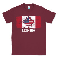 Burgundy us eh american canadian flag canada day leaf with usa flag inside Classic Tee - linhVisuals