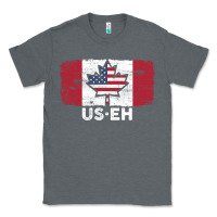 Charcoal Heather us eh american canadian flag canada day leaf with usa flag inside Classic Tee - linhVisuals
