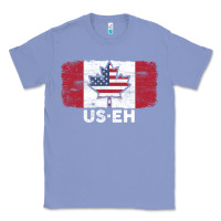 Colony Blue us eh american canadian flag canada day leaf with usa flag inside Classic Tee - linhVisuals
