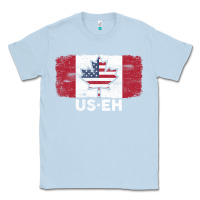Dusty Blue us eh american canadian flag canada day leaf with usa flag inside Classic Tee - linhVisuals