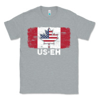 Heather Grey us eh american canadian flag canada day leaf with usa flag inside Classic Tee - linhVisuals