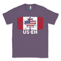 Lavender us eh american canadian flag canada day leaf with usa flag inside Classic Tee - linhVisuals