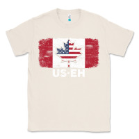 Natural us eh american canadian flag canada day leaf with usa flag inside Classic Tee - linhVisuals