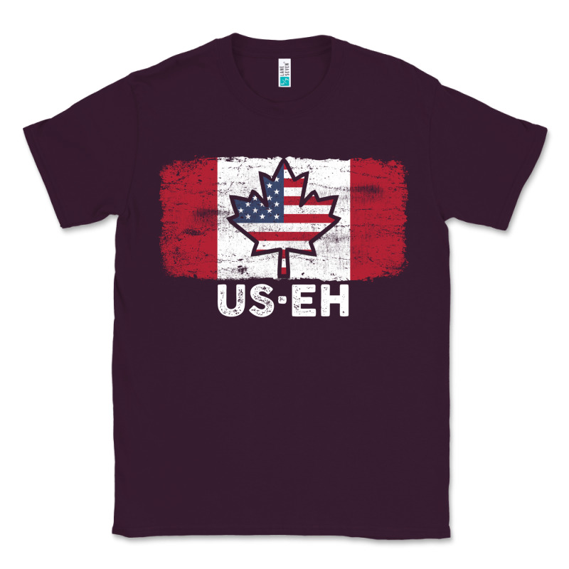 Us Eh American Canadian Flag Canada Day Leaf With Usa Flag Inside Classic Tee by linhVisuals | Teevron