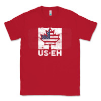 Red us eh american canadian flag canada day leaf with usa flag inside Classic Tee - linhVisuals