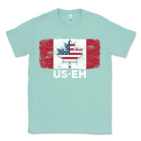 Seafoam us eh american canadian flag canada day leaf with usa flag inside Classic Tee - linhVisuals