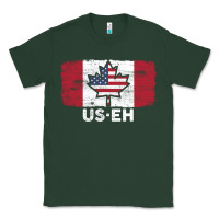 Sports Green us eh american canadian flag canada day leaf with usa flag inside Classic Tee - linhVisuals