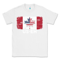 White us eh american canadian flag canada day leaf with usa flag inside Classic Tee - linhVisuals