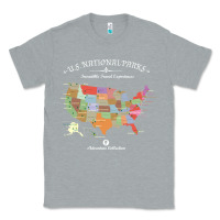 Heather Grey us national parks map colorful with all 59 national parks Classic Tee - linhVisuals