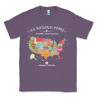 Lavender us national parks map colorful with all 59 national parks Classic Tee - linhVisuals