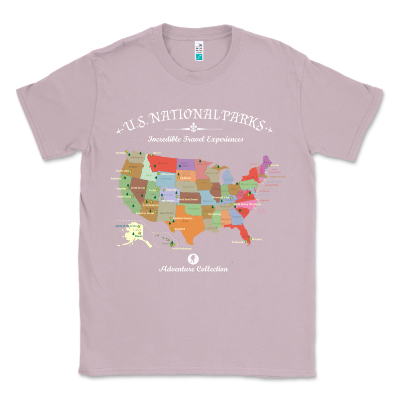 Us National Parks Map Colorful With All 59 National Parks Classic Tee by linhVisuals | Teevron