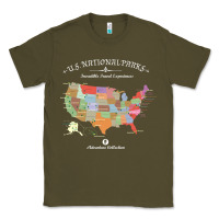 Army Green us national parks map colorful with all 59 national parks Classic Tee - linhVisuals