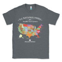 Charcoal Heather us national parks map colorful with all 59 national parks Classic Tee - linhVisuals