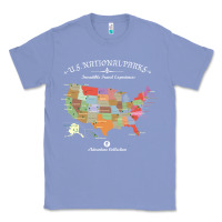 Colony Blue us national parks map colorful with all 59 national parks Classic Tee - linhVisuals