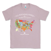 Lilac us national parks map colorful with all 59 national parks Classic Tee - linhVisuals