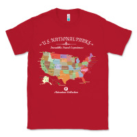 Red us national parks map colorful with all 59 national parks Classic Tee - linhVisuals