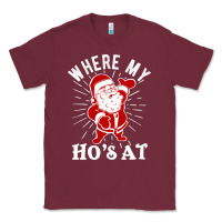 Burgundy where my ho's at funny santa christmas pun naughty xmas humor gift Classic Tee - linhVisuals