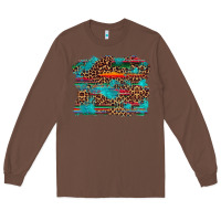 Chestnut western serape leopard turquoise  background Long Sleeve Tee - Artiststas
