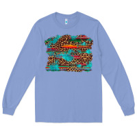 Colony Blue western serape leopard turquoise  background Long Sleeve Tee - Artiststas