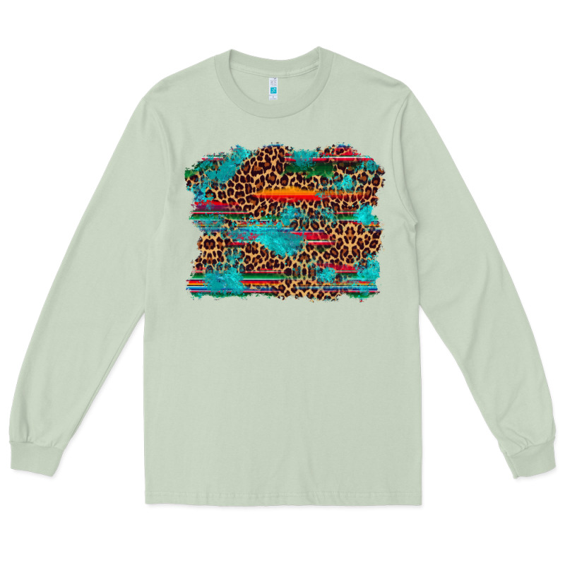 Western Serape Leopard Turquoise  Background Long Sleeve Tee by Artiststas | Teevron