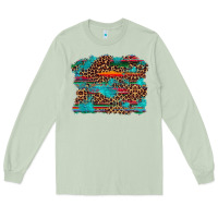 Matcha western serape leopard turquoise  background Long Sleeve Tee - Artiststas