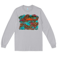 Moon Dust western serape leopard turquoise  background Long Sleeve Tee - Artiststas