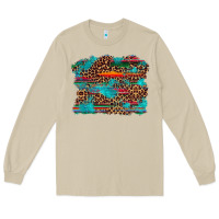 Mushroom western serape leopard turquoise  background Long Sleeve Tee - Artiststas
