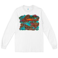 White western serape leopard turquoise  background Long Sleeve Tee - Artiststas