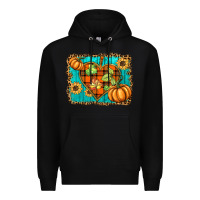 Black fall pumpkins and sunflowers heart Premium Hoodie - BarkalooDesign