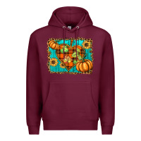 Burgundy fall pumpkins and sunflowers heart Premium Hoodie - BarkalooDesign
