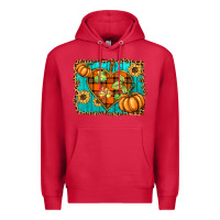 Cardinal fall pumpkins and sunflowers heart Premium Hoodie - BarkalooDesign