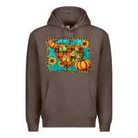Coffee fall pumpkins and sunflowers heart Premium Hoodie - BarkalooDesign