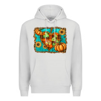 Dove Grey fall pumpkins and sunflowers heart Premium Hoodie - BarkalooDesign
