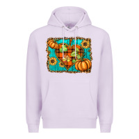 Lilac fall pumpkins and sunflowers heart Premium Hoodie - BarkalooDesign