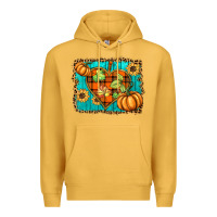 Mustard fall pumpkins and sunflowers heart Premium Hoodie - BarkalooDesign