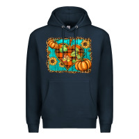 Navy fall pumpkins and sunflowers heart Premium Hoodie - BarkalooDesign