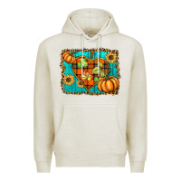 Oatmeal Heather fall pumpkins and sunflowers heart Premium Hoodie - BarkalooDesign