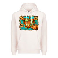Pale Pink fall pumpkins and sunflowers heart Premium Hoodie - BarkalooDesign