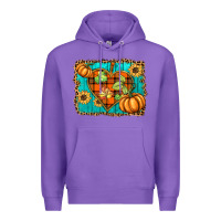 Purple fall pumpkins and sunflowers heart Premium Hoodie - BarkalooDesign