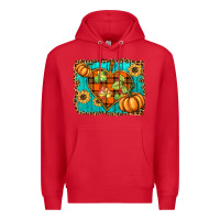 Red fall pumpkins and sunflowers heart Premium Hoodie - BarkalooDesign