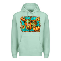 Seafoam fall pumpkins and sunflowers heart Premium Hoodie - BarkalooDesign