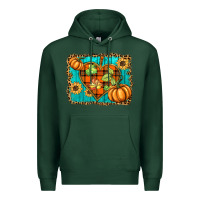 Sports Green fall pumpkins and sunflowers heart Premium Hoodie - BarkalooDesign