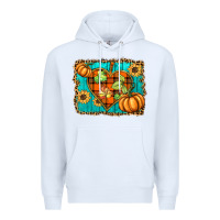 White fall pumpkins and sunflowers heart Premium Hoodie - BarkalooDesign