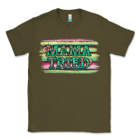 Army Green Floral Mama Tried Classic Tee - Jasminsmagicworld